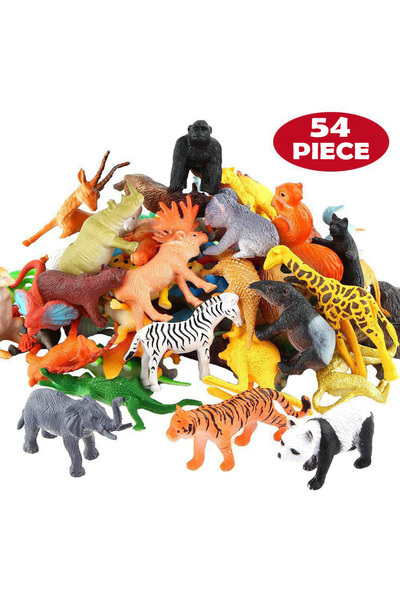 Choice 54 Pcs Mini Jungle Animal Toys Set Realistic Wild Plastic Animals Lear...
