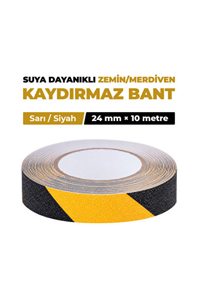 Sarı Siyah Kaydırmaz Bant 24 mm x 10 mt İç ve Dış Mekân