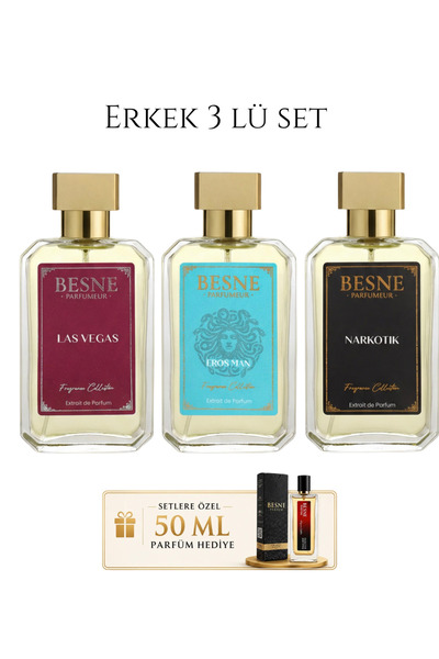 besneparfum Besne Parfüm Narkotik, Erosman & Las Vegas Erkek Parfüm Seti (Ext...