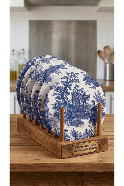 shopshop ss Navy Blue French Country Vintage American Service Set 6 Pieces 33...