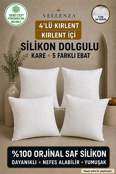 Vellenza 4 Adet Kırlent İçi Silikon Elyaf Dolgulu Dekoratif İç Yastık Dolgun ...