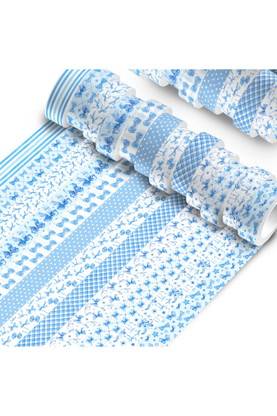Choice 15mmX5m 12rolls-ZH137 12 Rolls Blue Bow Washi Tape Set,Decorative Pape...