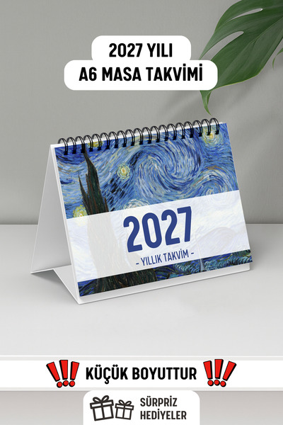 Eldesen Tasarım 2027 Masa Takvimi Spiralli A6 (15x12cm) Orta Boy / Resmi Tati...
