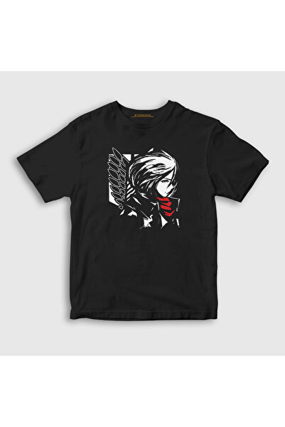 Presmono Unisex Kids Black Mikasa Anime Attack On Titan T-shirt124359tt