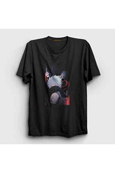 Presmono Unisex crni Kakashi V2 anime Naruto T-shirt 133569tt