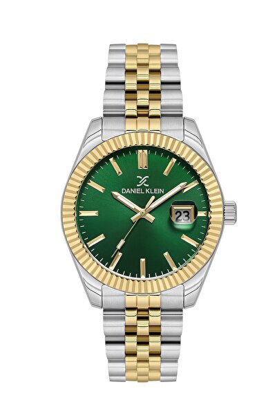 Daniel Klein Green Gold Silver Color Men's Wristwatch with Gift Pack and Cale...
