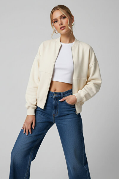 Runades Kadın Rahat Kesim Mevsimlik Sweat Bomber Ceket