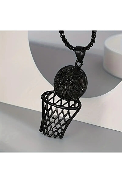 Choice black Hip Hop Basketball Hoop and Ball Pendant Necklace Sport Black Ba...