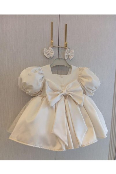 GOLD TEKSTİL Girls' Satin Bow Princess Dress - Birthday and Special Occasion Dress
