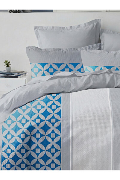 MILANO COLLECTION Set Lenjerie Pat Dublu 100% Bumbac 51209 C10 Blue