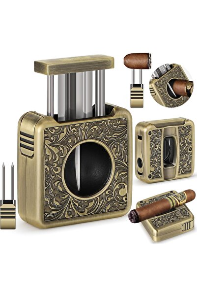 Choice1 Glod Cigar Cutter,4 in 1 Multifunction V Cut Cutter with Cigar Punch,...
