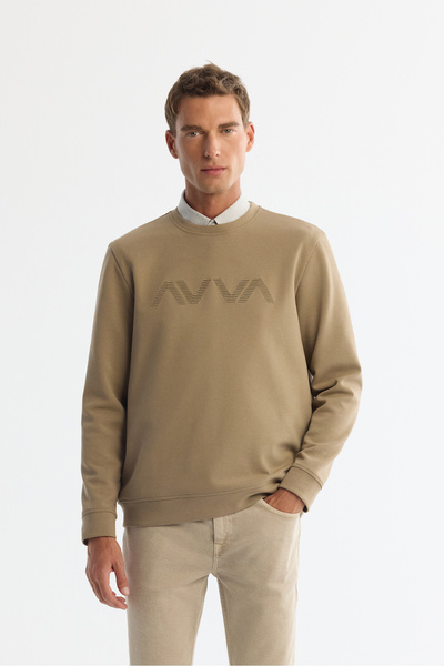 Avva Erkek Vizon Bisiklet Yaka Pamuklu Baskılı Elastan Regular Fit Sweatshirt...