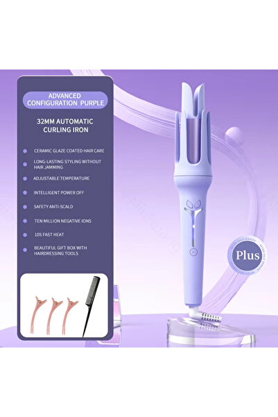 Choice EU purple Automatic Curling Iron 32 mm Big Roll Anion Ceramic Hair Cur...