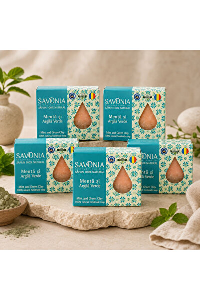 Savonia Set 5 buc - Sapun Menta si Argila Verde,