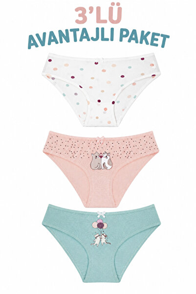 Cicito Girls' Cotton Lycra Panties 3-Pack - Colorful Comfortable Flexible Und...