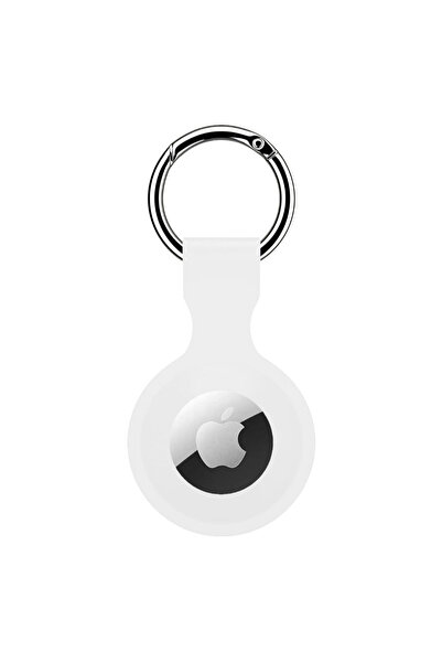 Casey Studios Premium silicone protective case for AirTag with Keychain, white