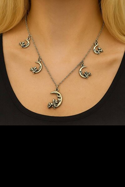 Herşey Nota 5-Piece Moon Fairy Figured Women's Necklace – with 60 cm Chain, E...