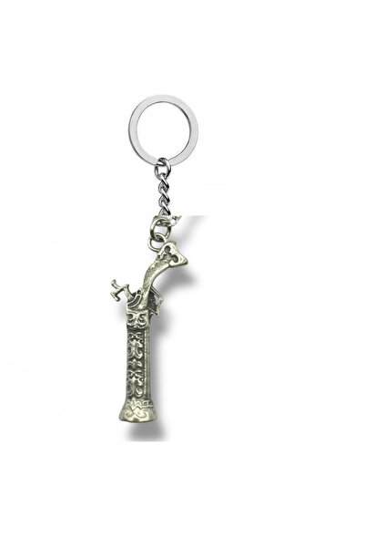 Herşey Nota Retro Metal Keychain with Pirate Rifle Figure – Silver Color Unis...