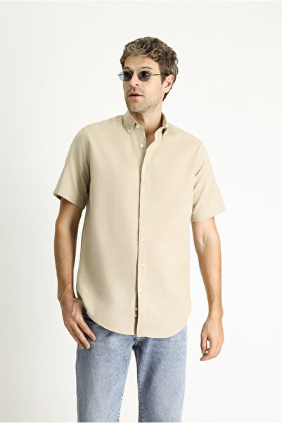 Kiğılı Short Sleeve Regular Fit Sports Cotton Button Collar Shirt