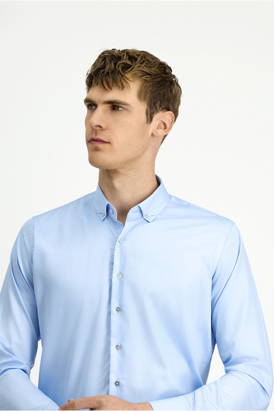 Kiğılı Long Sleeve Slim Fit Slim Fit Non Iron Non Iron Cotton Button Collar S...