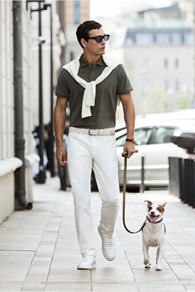 Kiğılı Relaxed Fit Comfortable Cut Lyocell Blended Canvas / Chino Trousers wi...