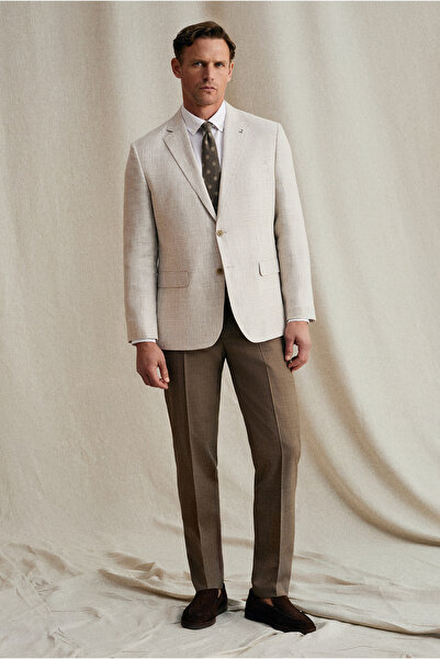 Abdullah Kiğılı 7 Drop Slim Fit Slim Fit Wool Classic Fabric Trousers