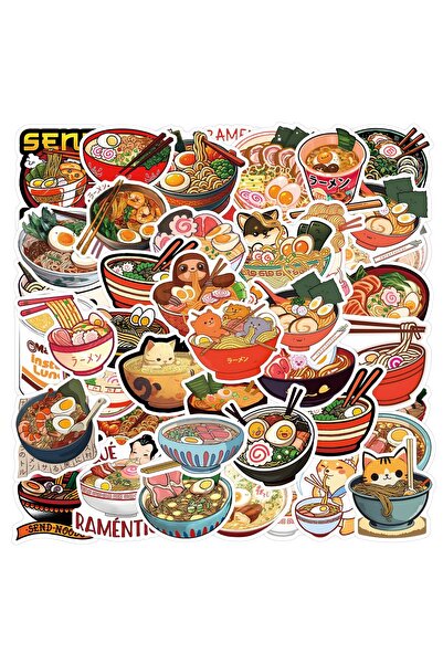 Choice 55pcs 55Pcs Kawaii Ramen Graffiti Stickers Set Anime Food Stickers Wat...