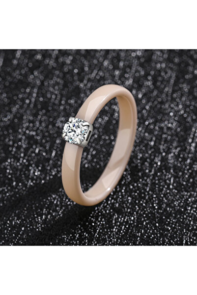 Choice49 7 Champagne Classic Promise Ring for Women Ceramic Wedding Band 3mm ...