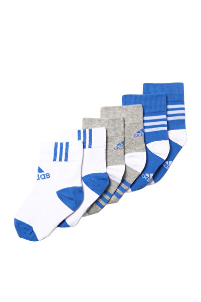 adidas M67639 Lk Ankle 3Pp Kids Sports Socks White Blue