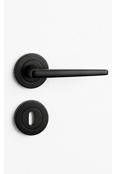 İSTANBUL DOOR HANDLES Tokyo Mat Siyah Daire Rozetli Oda Kapı Kolu - 1 Takım