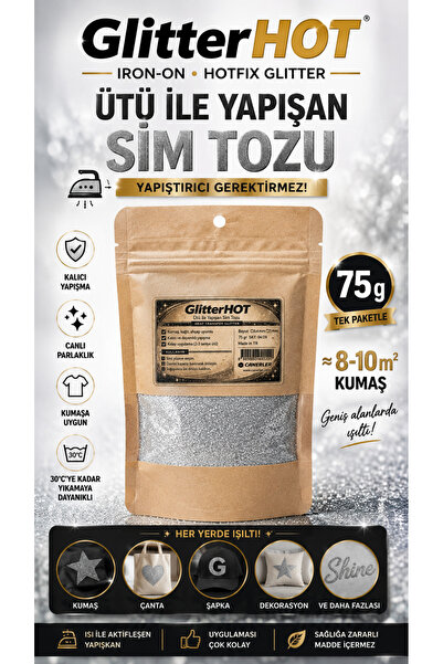 CANERLER Ütü ile Yapışan Sim Tozu İNCE GÜMÜŞ - Isı Ile Yapışan Toz Sim - Kuma...