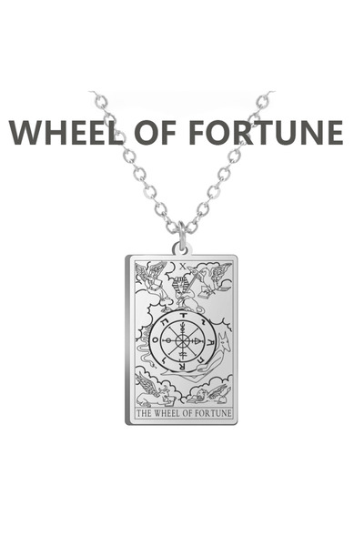 Choice19 steel color THE WHEEL OF FORTUNE Stainless steel Cassic Tarot Pendan...
