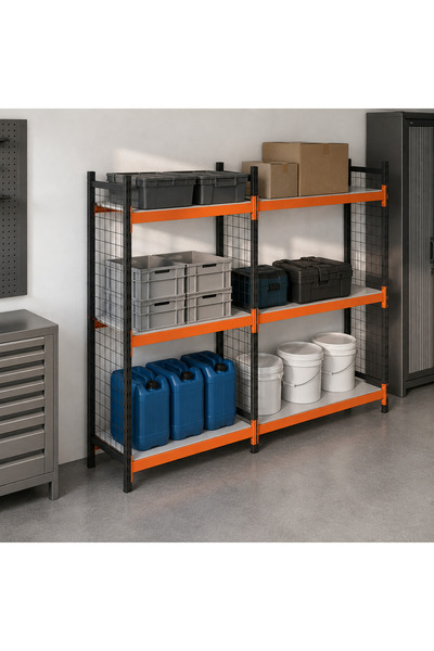 RafBurada 3 Katlı Duble Dekoratif Midi Rack - Ekonomik Depo,Arşiv, Kiler Rafı...