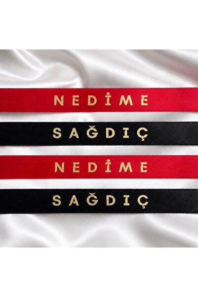 EvremStore 2 Adet Sağdıç 2 Adet Nedime Kurdelesi Gold Baskılı