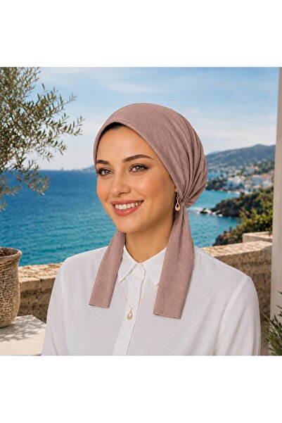 erasra class Scarf Bonnet Cotton Fabric Non-Slip Ecru Color