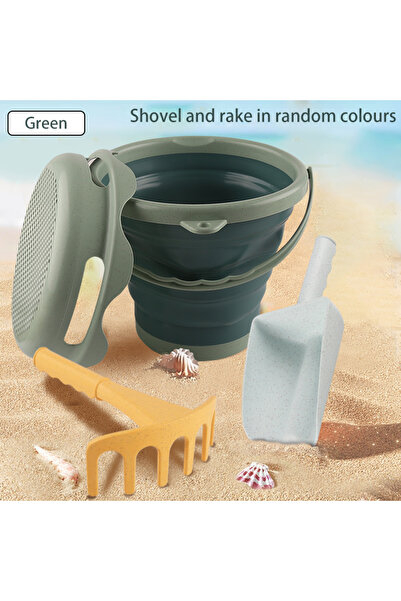 Choice4 Green Folding Bucket 4 in 1 new style 4 Piece Beach Toy Set Collapsib...