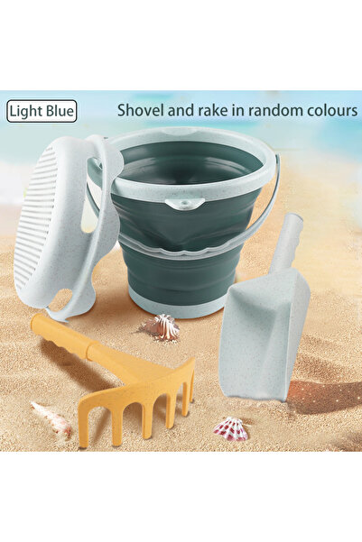 Choice1 Light Blue Bucket 4 in 1 new style 4 Piece Beach Toy Set Collapsible ...
