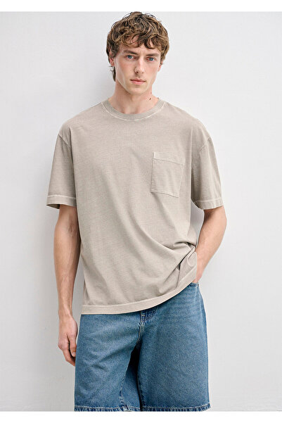 Mavi Beige Basic T-Shirt with Pockets Loose Fit / Comfortable Cut 0613643-80656