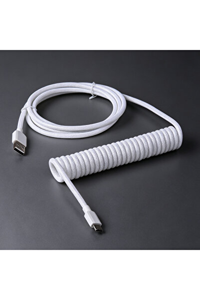 Choice white(long) 【LANO】White Black Red-Black Coiled Keyboard Cable Type-C t...