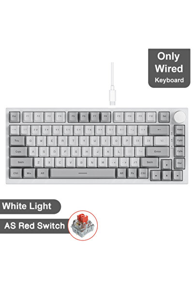 Ajazz لوحة مفاتيح ألعاب ميكانيكية Ajazz AK820/AK820Pro باللون الرمادي والأبيض...