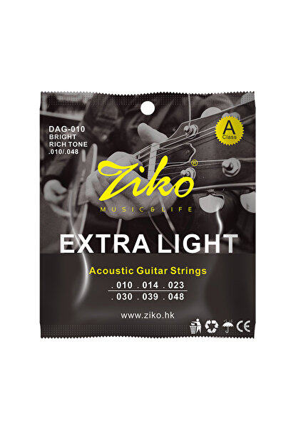 Choice DAG-010 ZIKO DAG-010 6Pcs/Set Acoustic Guitar Strings Steel Core Coppe...