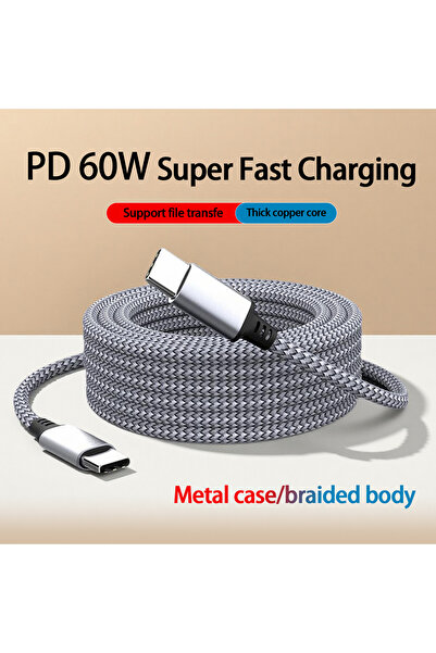 Choice3 Type-C to Type-C 3m 60W CtoC PD60W Type-C to C Fast Charger Data Cabl...