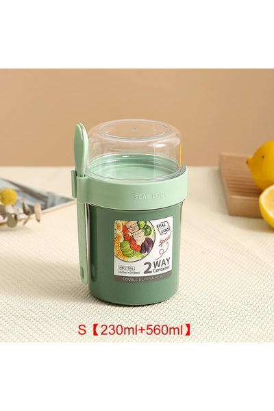 Choice Green-S Portable Salad Cups Container Plastic with Lid and Fork Overni...