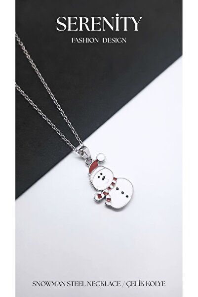 Serenity Steel Necklace with Snowman Figure