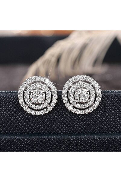 Choice E2789 Huitan Simple Round Shaped Women Stud Earrings Full Shining Cubi...