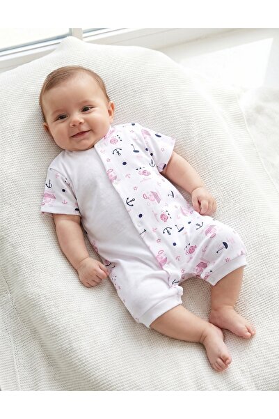 MiniKids Βρεφικό ολόσωμο φορμάκι, ροζ με σχέδιο ιστιοπλοϊκών.