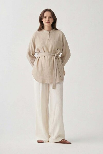 ALLDAY Πουκάμισο μουσελίνας με πέτρινη ζώνη