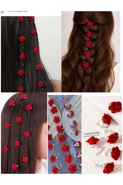 NEW HİLL Νέα σεζόν Κόκκινο τριαντάφυλλο μοντέλο διακοσμητικά κλιπ μαλλιών-8 τ...