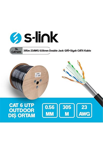 Feny Fn-Cat690 305Mt 23Awg 0.57mm Double Jacket Gold Outdoor Cat6 Utp Cable