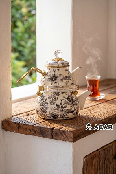 Onedekor Emaye Scottısh Garden Çaydanlık Gold